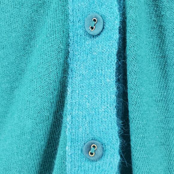 Anthro Knitted & Knotted Womens Angora and Silk Hunter Grn Button Down Cardigan - Picture 5 of 10